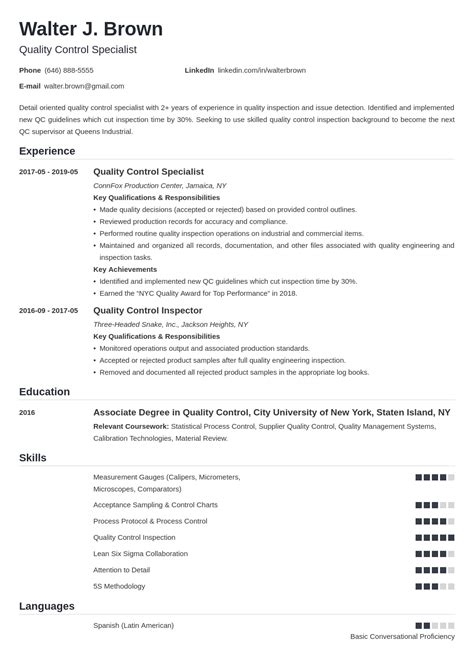 metal fabrication quality control resume|quality control specialist resume.